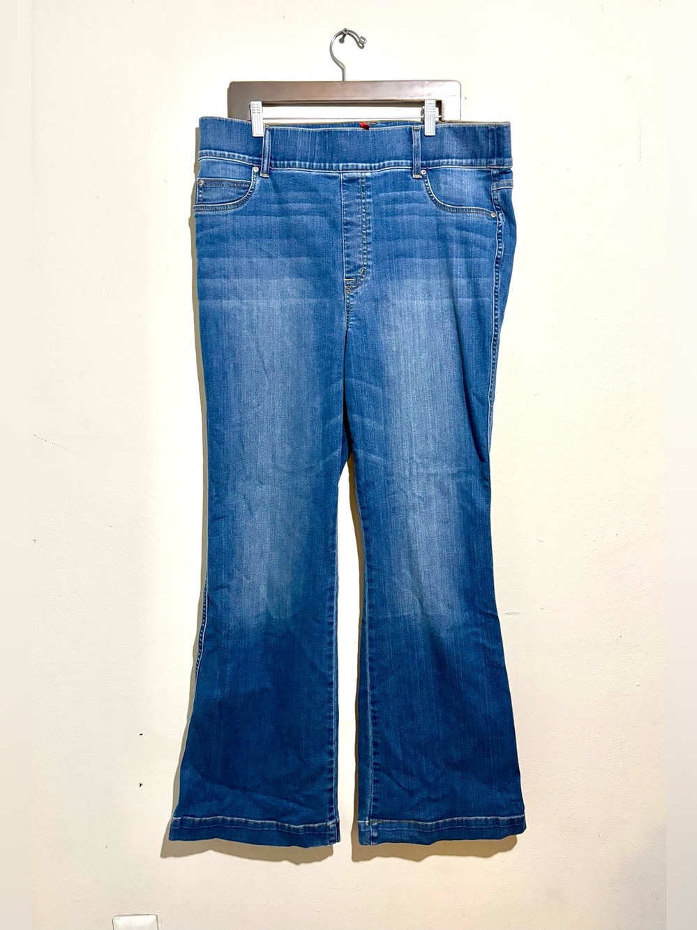 SPANX Women’s Blue Medium Wash Denim Bootcut Flare Jeans Plus Size 2X Tall